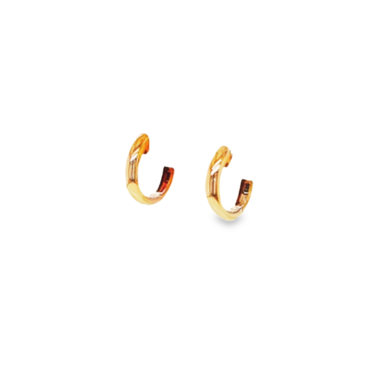 14 Karat rose gold 15x3 rounded hoop earrings.