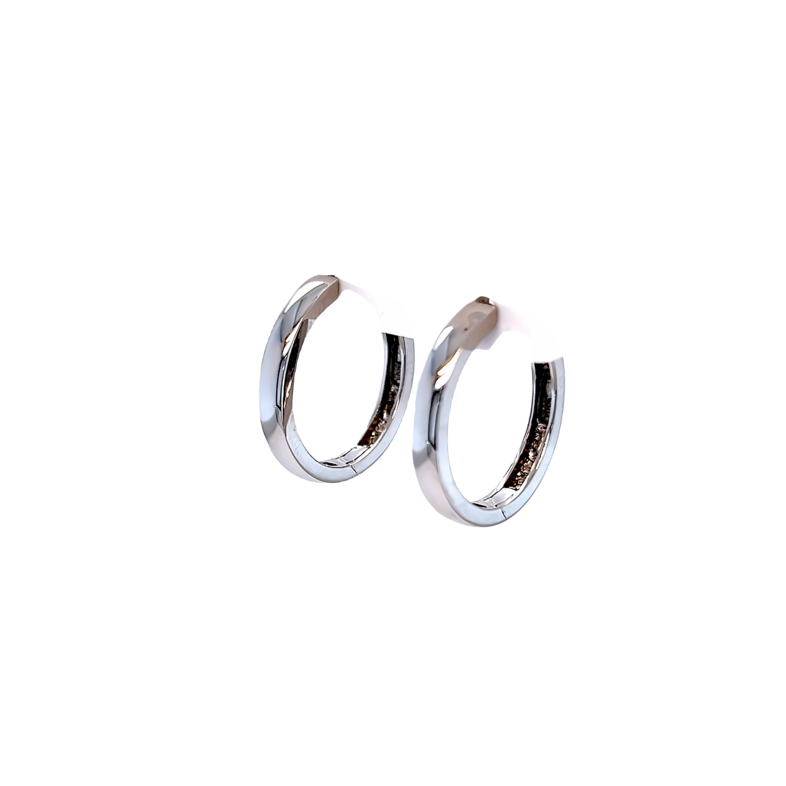 14 Karat white gold hinged hoop earrings