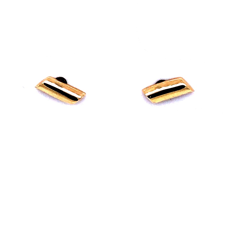 14 Karat Yellow Gold Edged Bar Studs