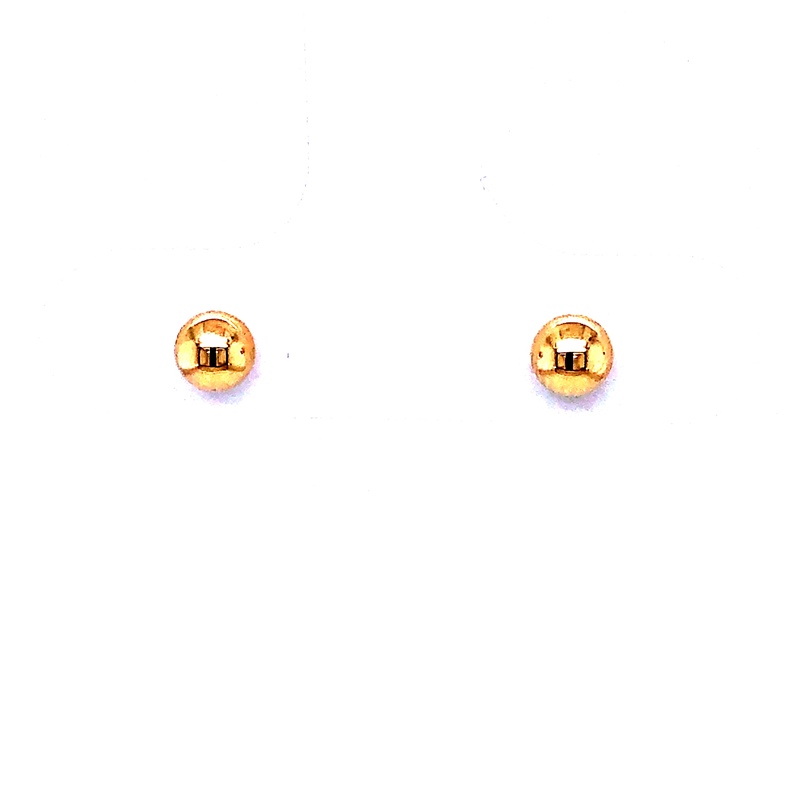 14 Karat Yellow Gold Ball Stud Earring