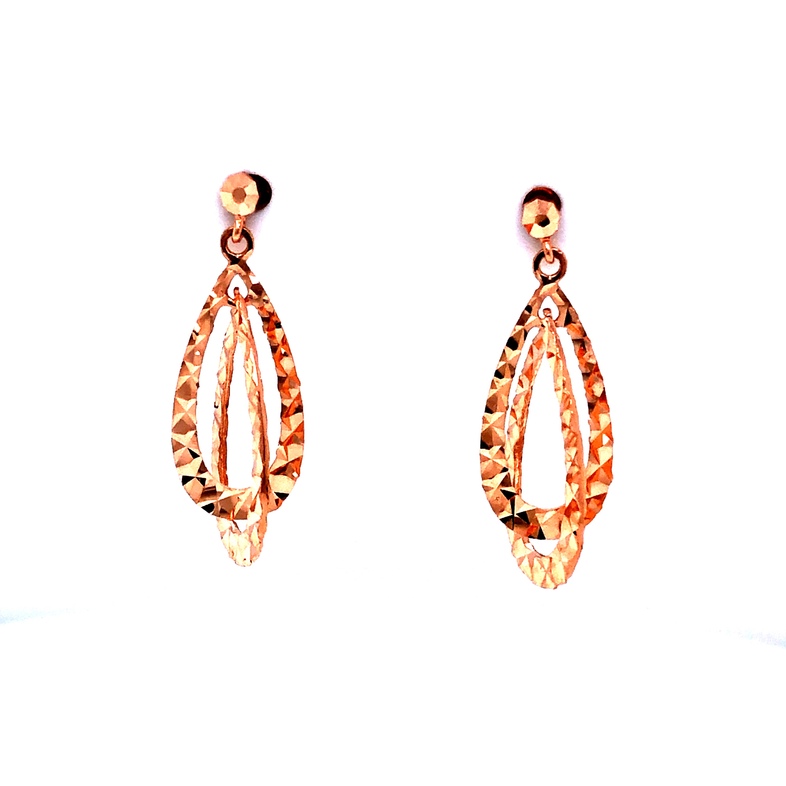 14 Karat Rose Gold Geo Dangle Earrings