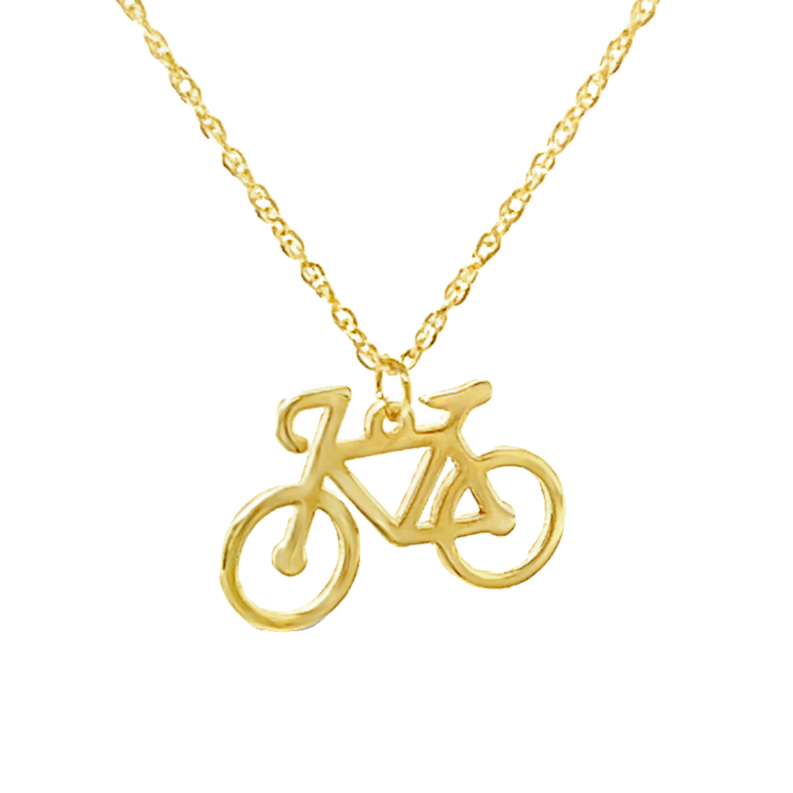 Yellow 14 Karat Bike Pendant Necklace