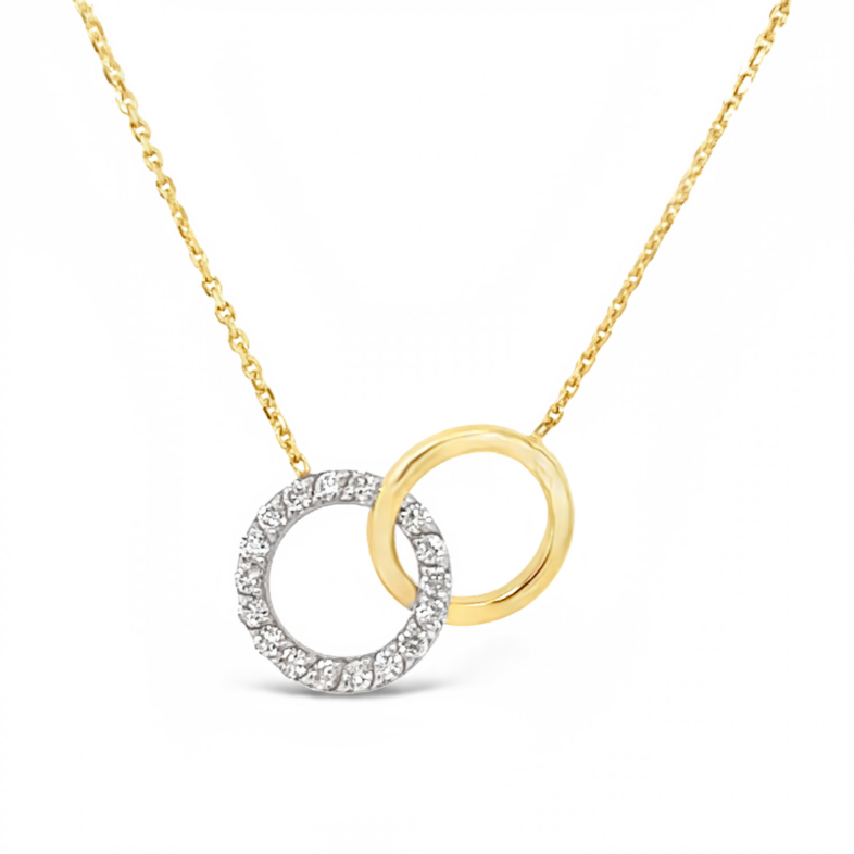 Yellow 14 Karat Necklace Length 18 With 18=0.20Tw Round Diamonds
