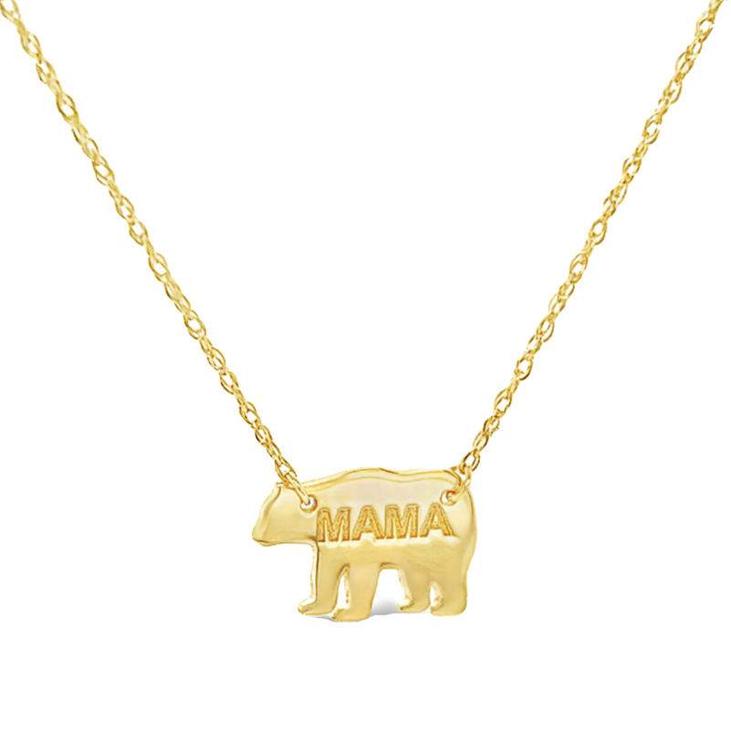 14 karat yellow gold "Mama Bear" necklace