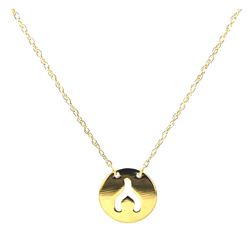 Yellow 14 Karat Wishbone Pendant Necklace