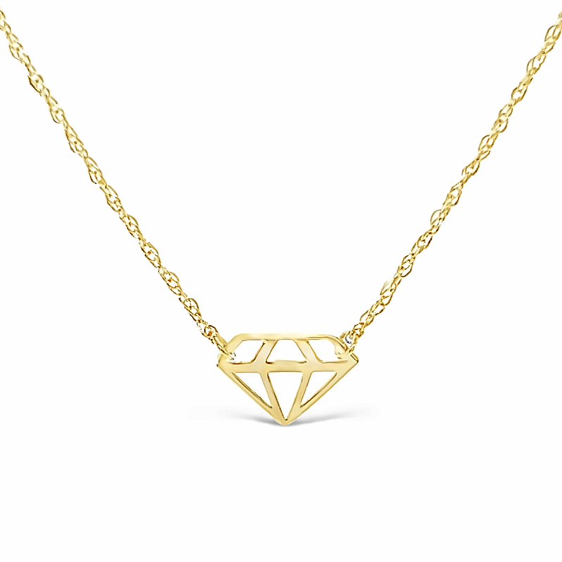 14 karat yellow gold diamond shape necklace.
