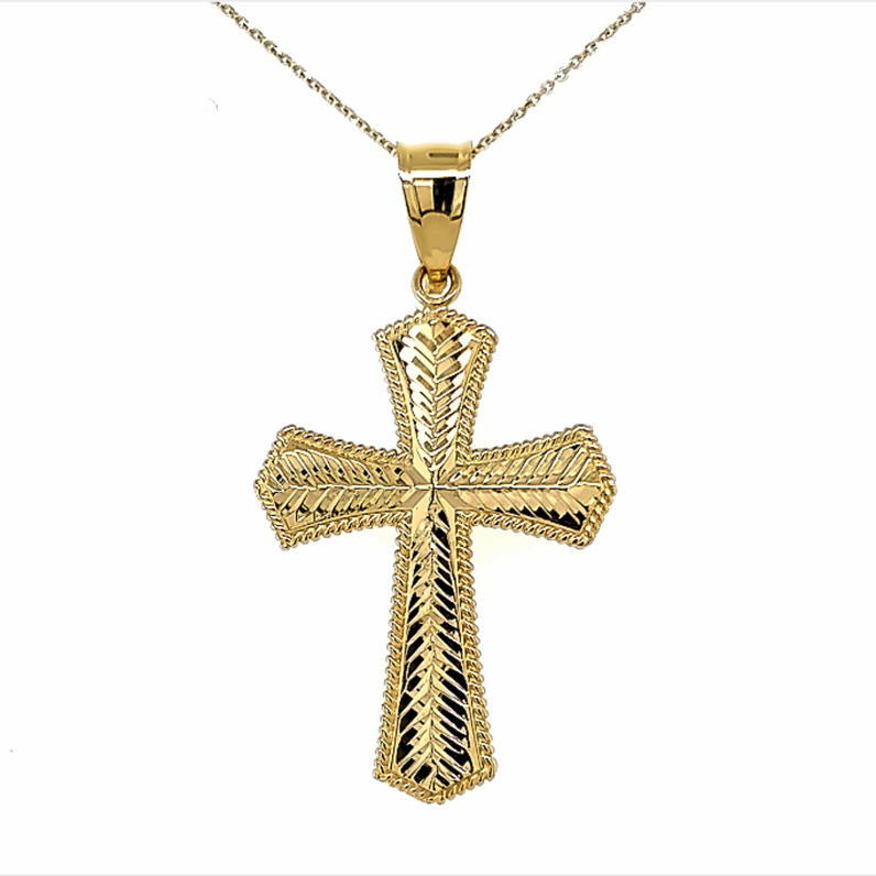 Yellow 14 Karat Cross Length 18