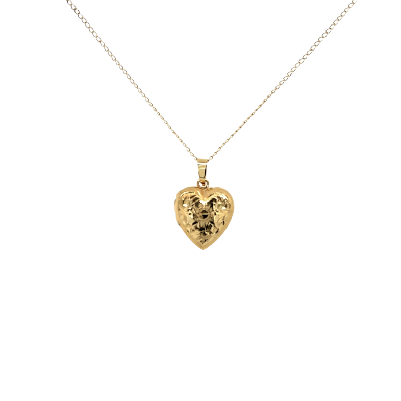 14 Karat yellow gold heart locket Length 15