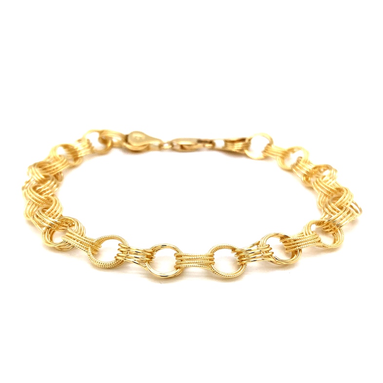 Yellow 14 Karat Double Spiral Bracelet Length 7.25