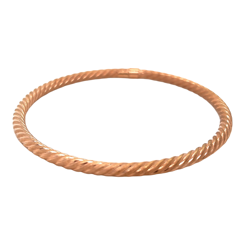 Rose 14 Karat Ribbed Bangle