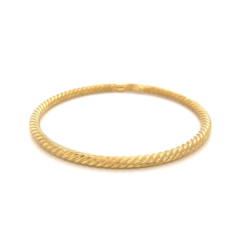 Yellow 14 Karat Ribbed Bangle