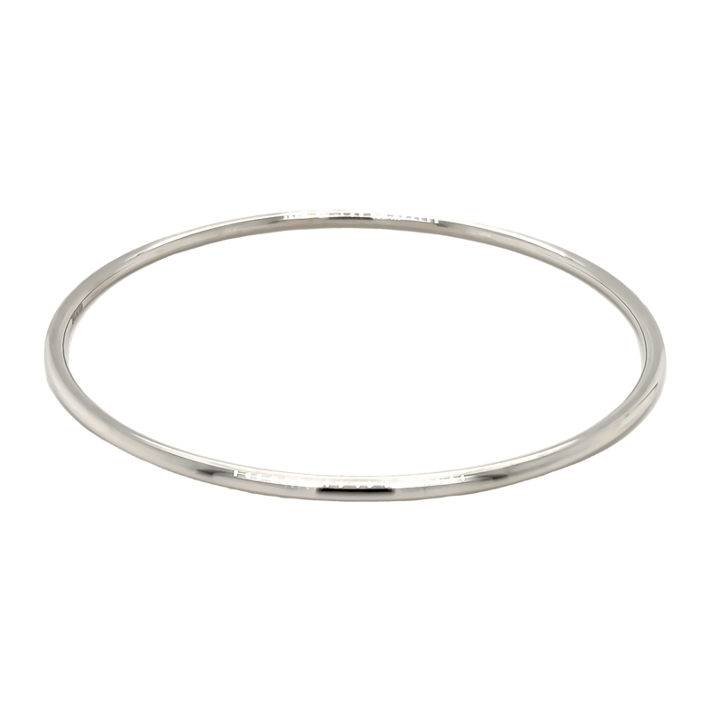 White 14 Karat Round Tube Bangle