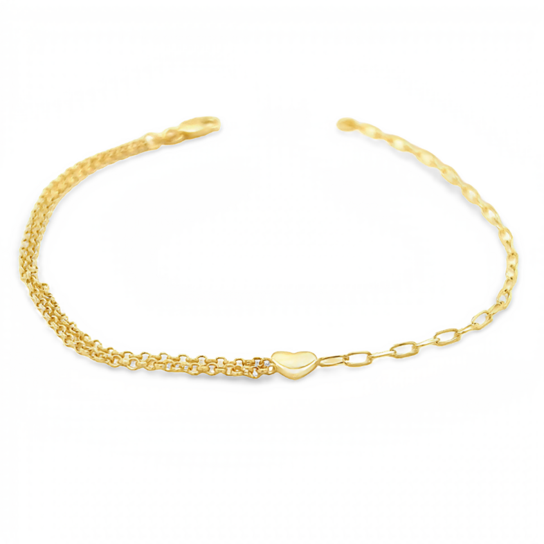 14 Karat yellow gold heart fashion bracelet Length 7.5.