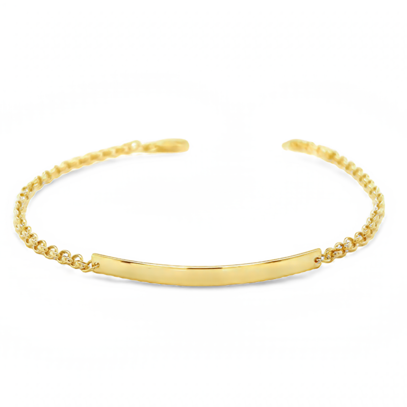 Yellow 14 Karat Bangle Bracelet Length 7.5