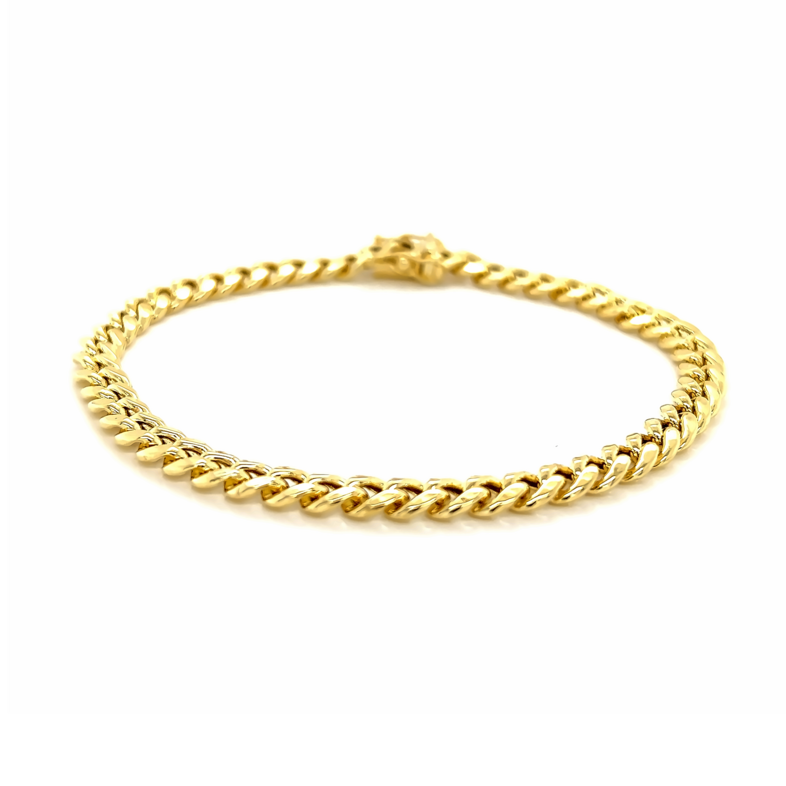 Yellow 14 Karat Cuban Bracelet Length 8