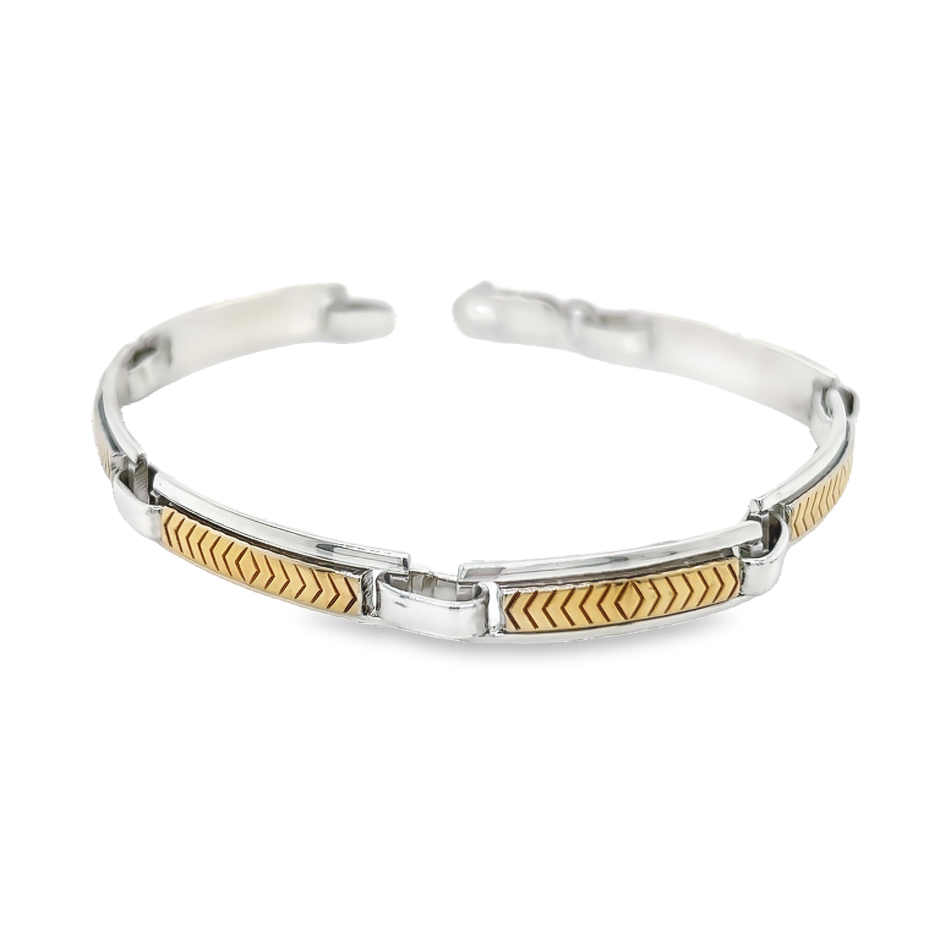 Sterling Bracelet with six 14 karat yellow capped links.