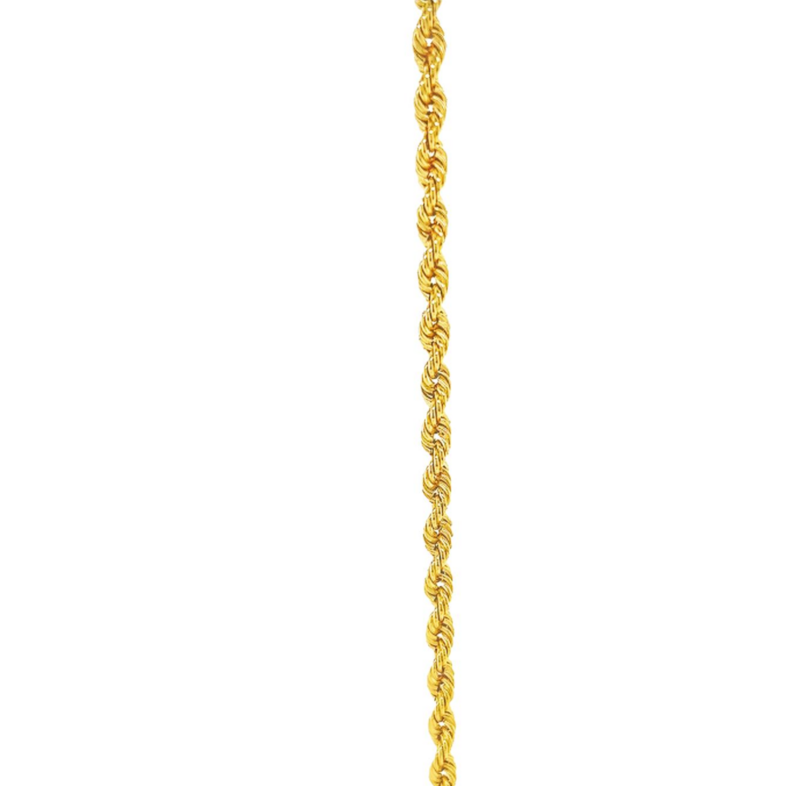 14 Karat yellow gold rope bracelet with magnetic clasp. Length 8