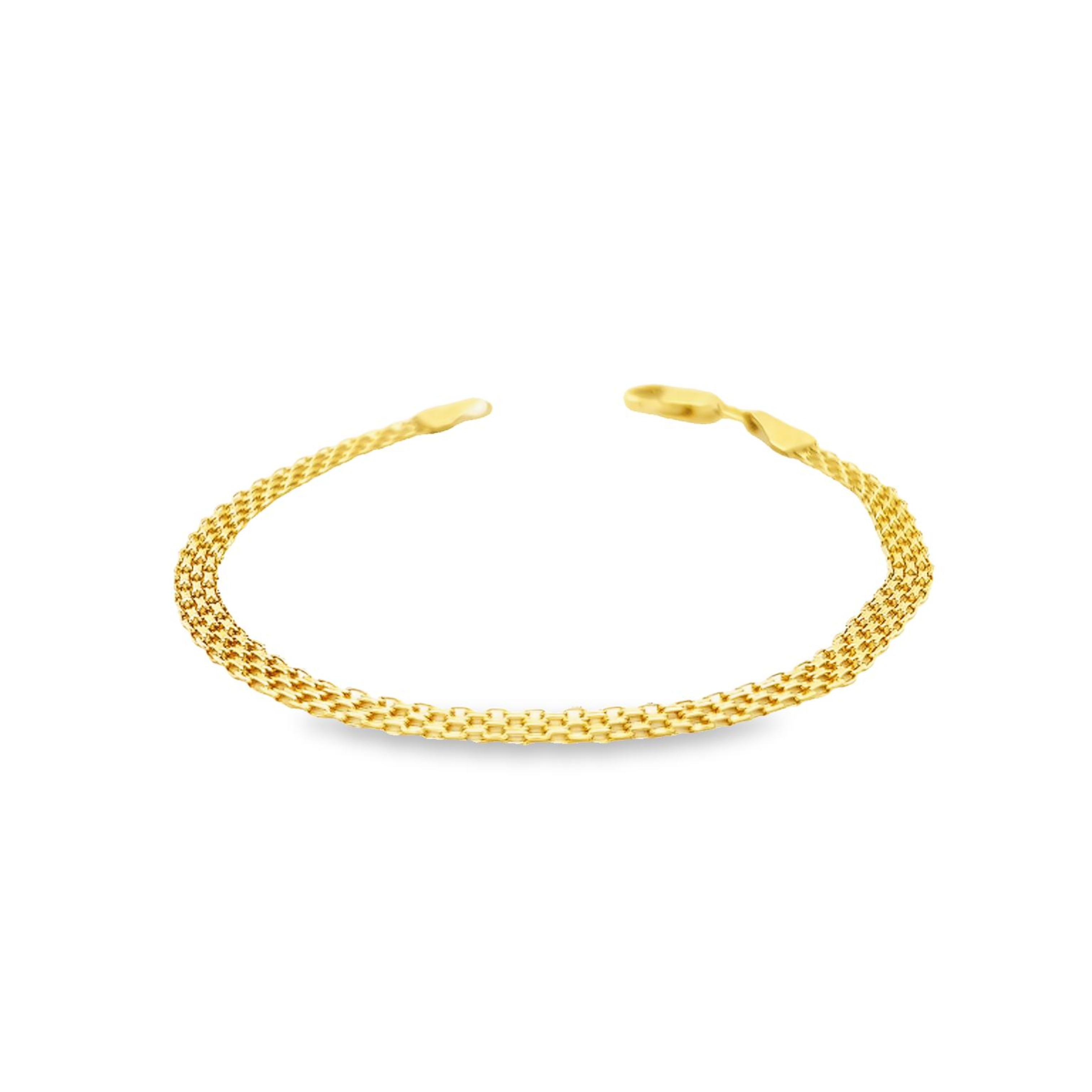 Yellow 14 Karat 4MM Mesh Bracelet Length 7