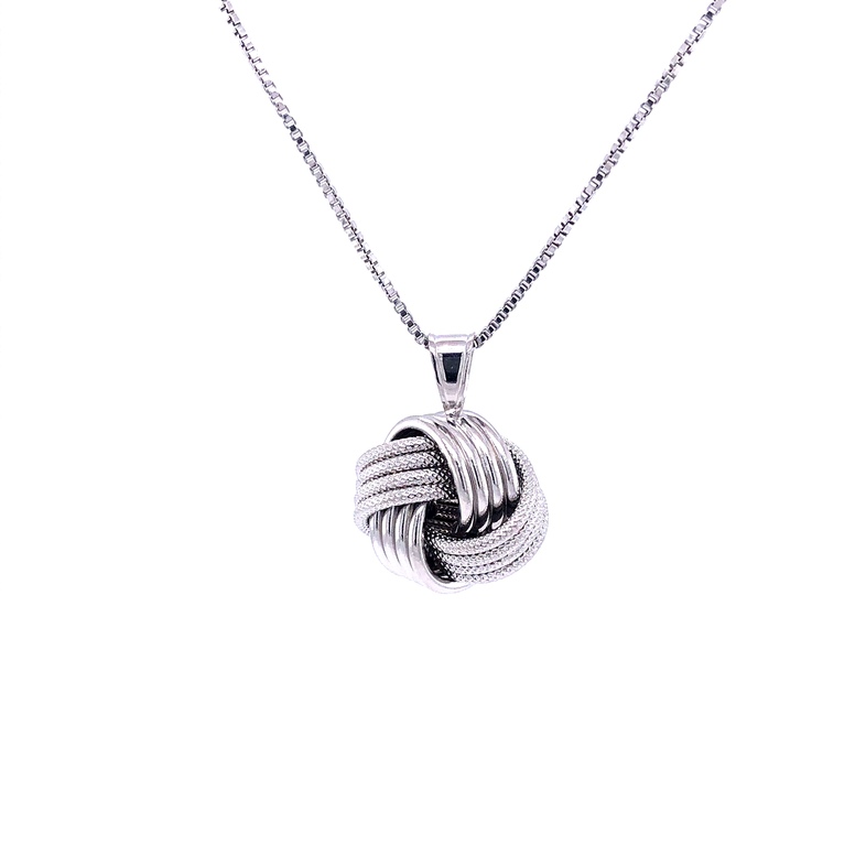 Ladies Sterling Silver Love Knot Pendant 18"