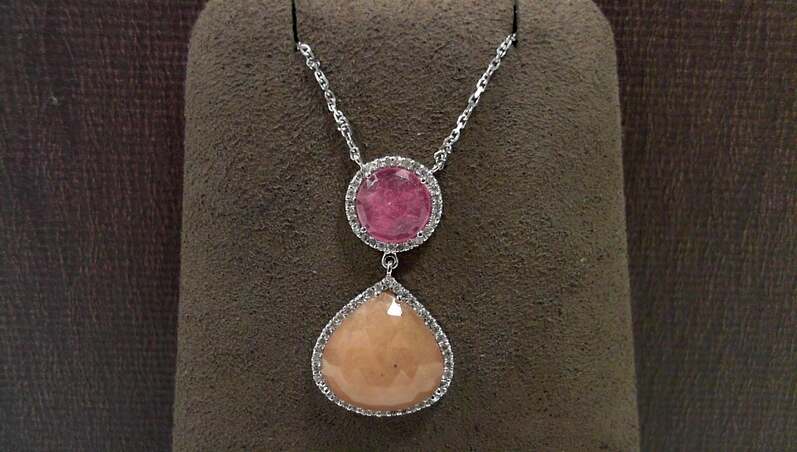 COLORED STONE/DIA PENDANTS 14K  WHITE GOLD  NECKLACES 2.86DWT Old Item: EN   513