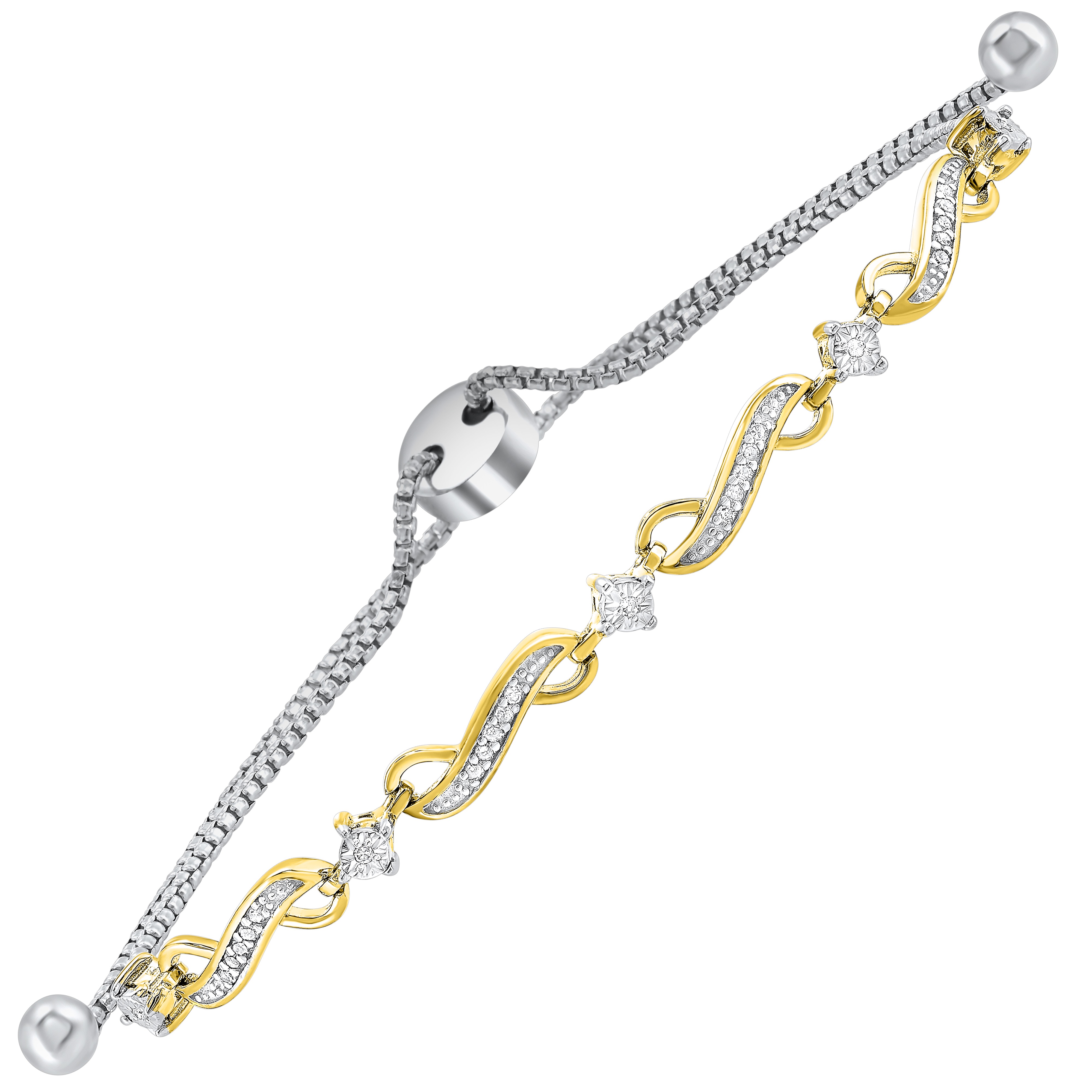 Sterling Bracelet With 25=0.12Tw Single Cut Diamonds