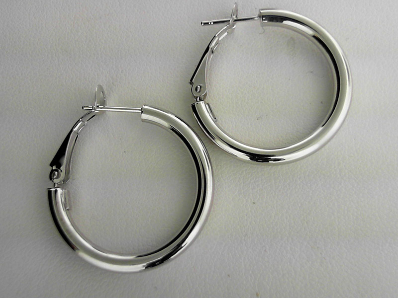 14 Karat White Gold 20X2MM Hoop Earrings