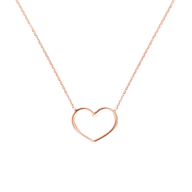 Rose 14 Karat Open Heart Necklace