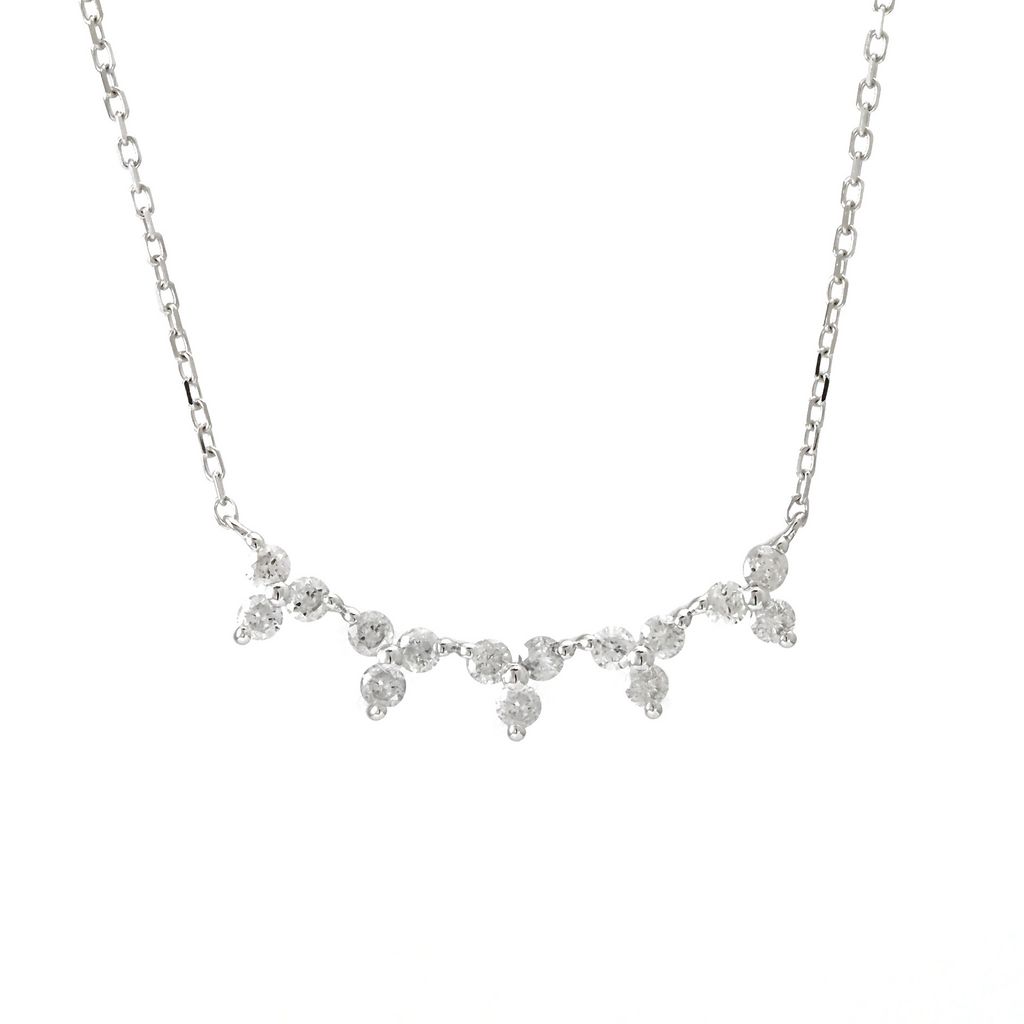 White 14 Karat Necklace with 15=0.18tw Round Brilliant G I Diamonds