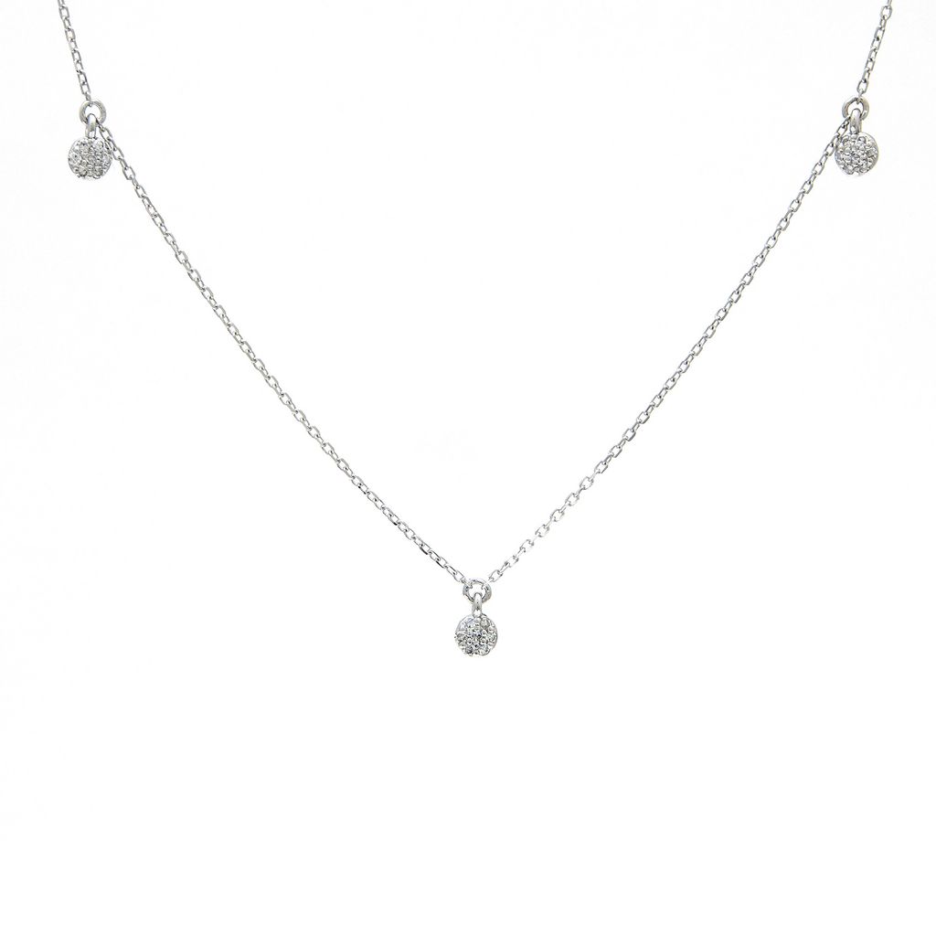 14 Karat white station necklace with 21=0.07 total weight single cut G I Diamonds