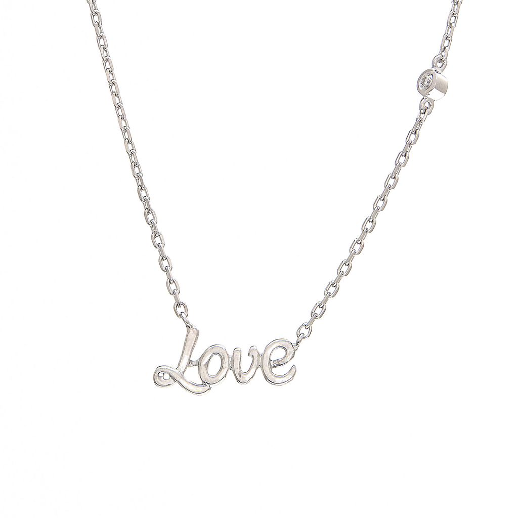 Sterling Love Necklace with one 0.02ct Round Brilliant G I Diamond