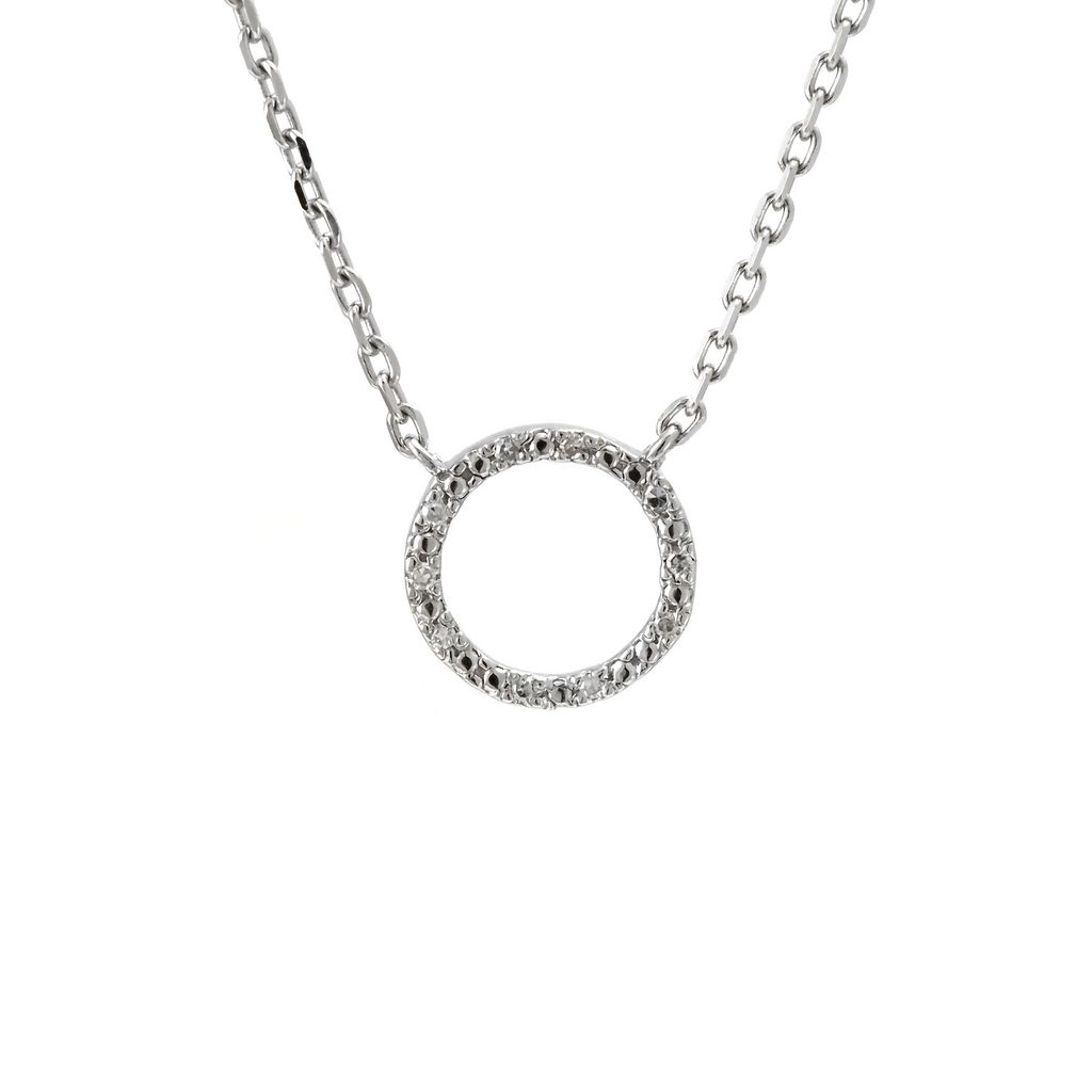 Sterling Circle Necklace 10=0.04tw Round Brilliant G I Diamonds