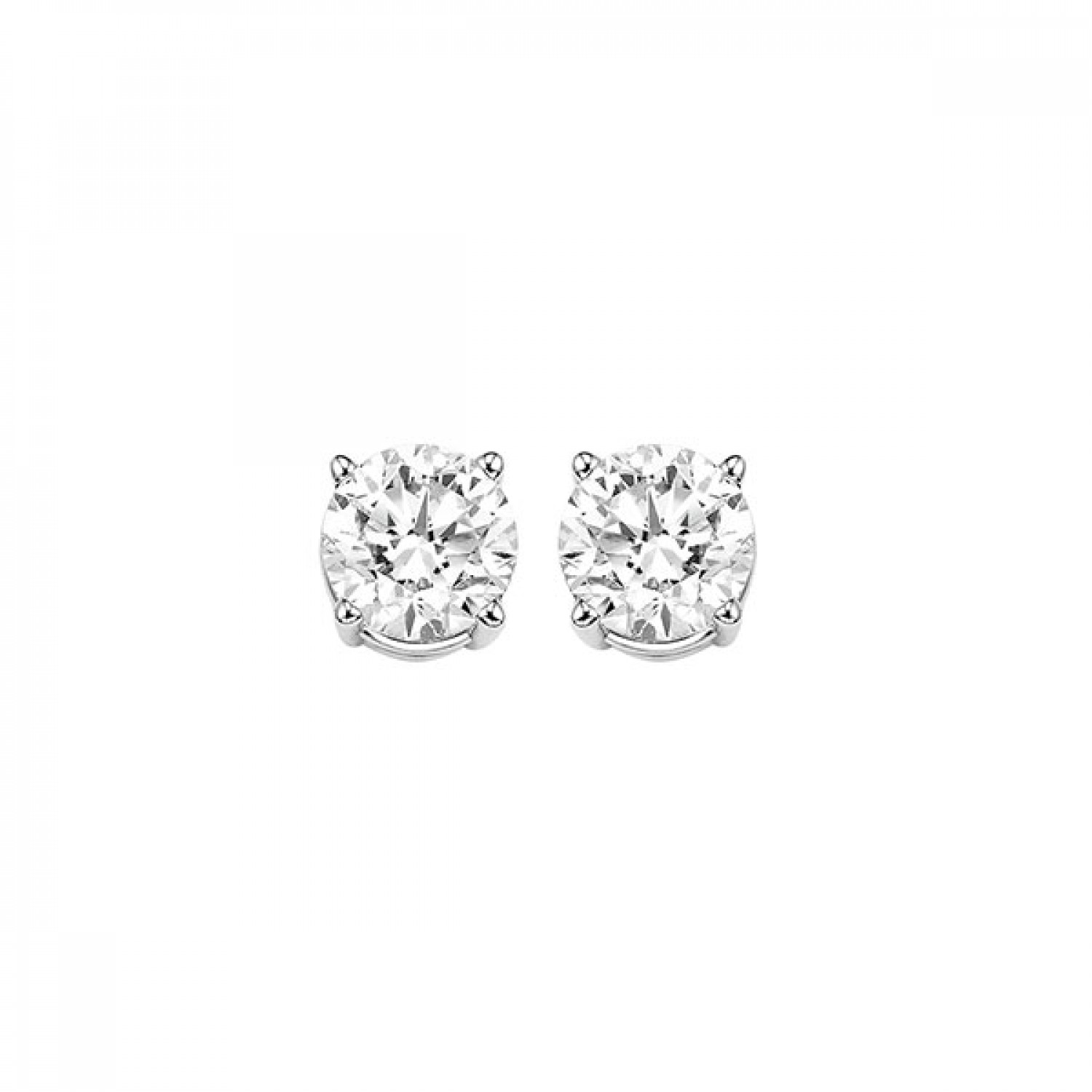 Lady s White 14 Karat Stud Earrings With 2=0.76Tw Round Brilliant L I2 Diamonds