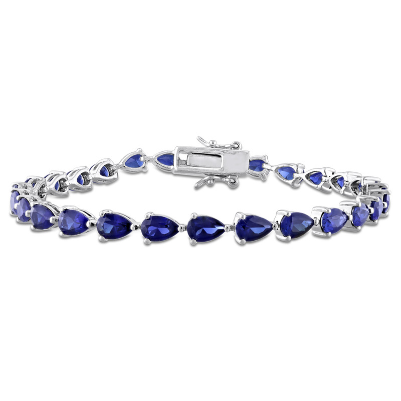 13.5 CT TGW Created Blue Sapphire 7.25 Bracelet in Sterling Silver