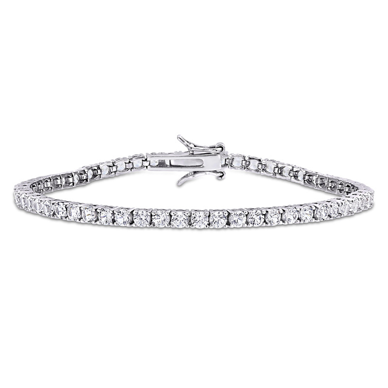8.25 CT TGW Created White Sapphire 7 Bracelet in Sterling Silver