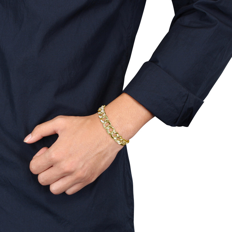 12.5mm Curb Link Bracelet in 18k Yellow Gold Plated Sterling Silver - 9 in.