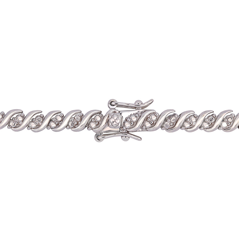 1 CT TW Diamond S-Link Tennis Bracelet in Sterling Silver - 7.25 in