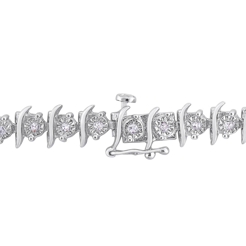 1/2 CT TW Diamond Tennis Bracelet in Sterling Silver - 7.25