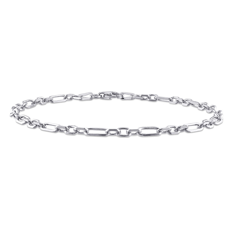 3mm Figaro Rolo Chain Bracelet in Sterling Silver - 7.5 in.