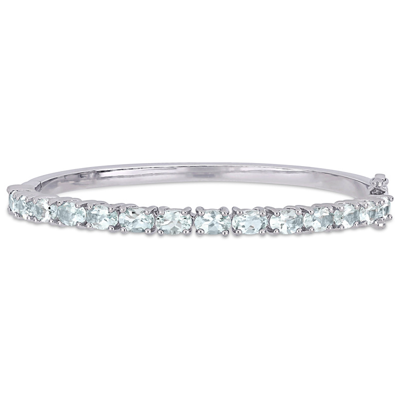 6 1/3 CT TGW Aquamarine Bangle in Sterling Silver