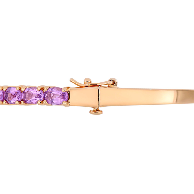 6 CT TGW Oval-Cut Amethyst Bangle in Rose Plated Sterling Silver - 7 in.