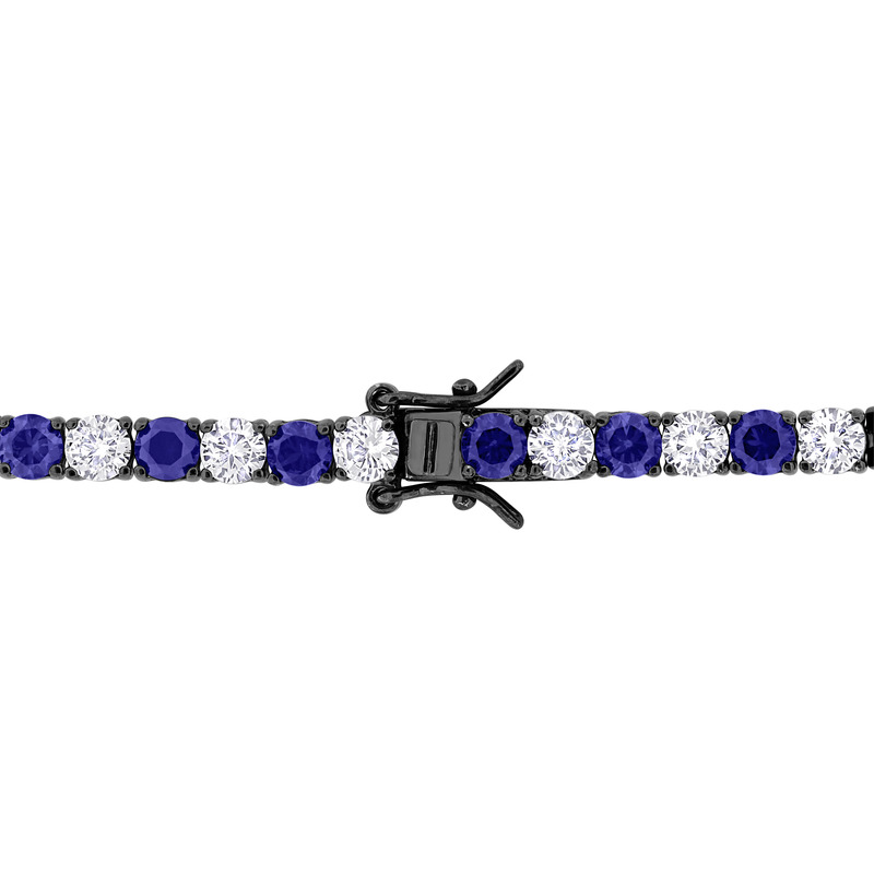 Men's 17ct TGW Created Blue and White Sapphire Tennis Bracelet in Black Rhodium Silver - 9 in