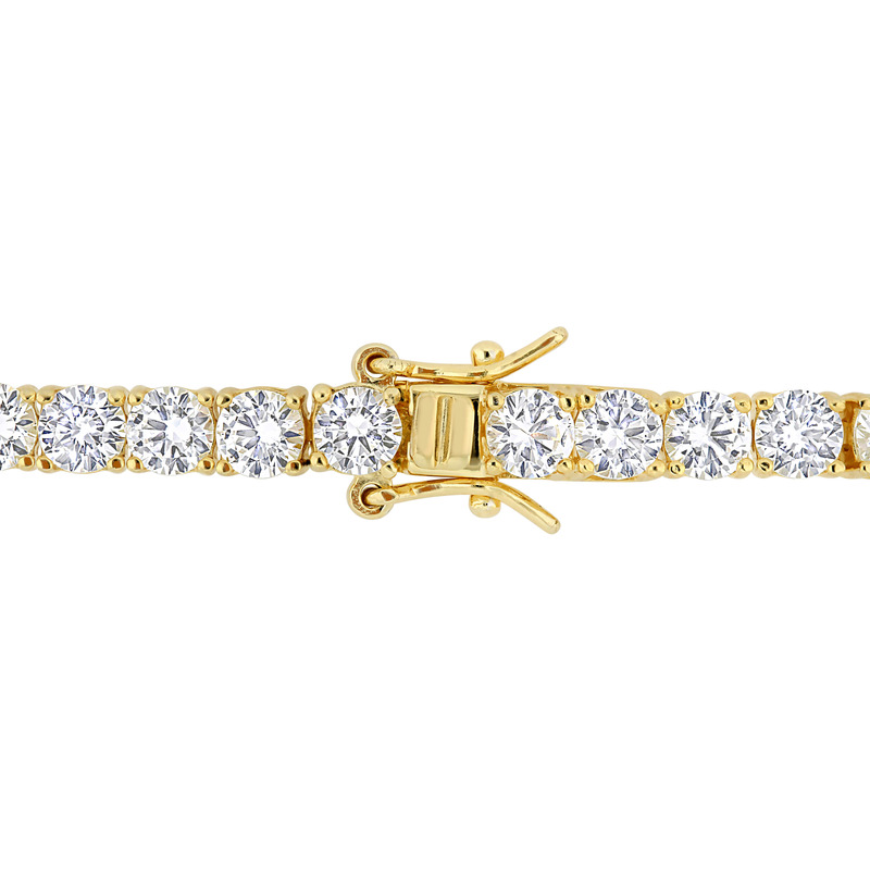 14 1/4 CT TGW Created White Sapphire Tennis Bracelet in Yellow Plated Sterling Silver