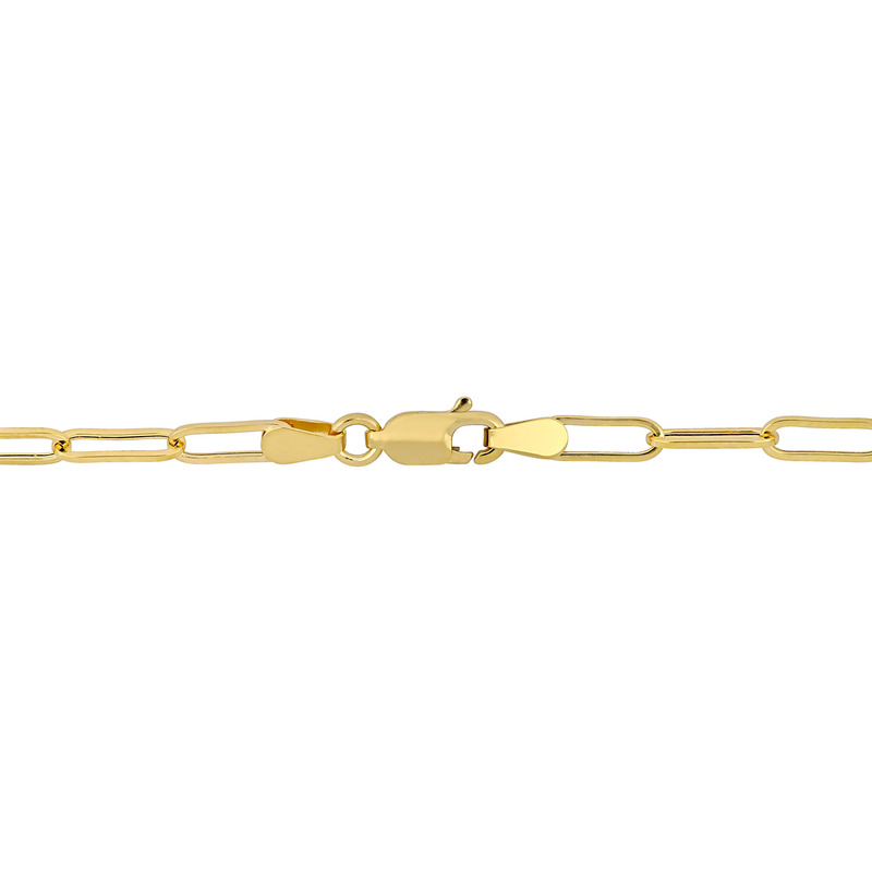 Polished Paperclip Chain Bracelet in 14K Yellow Gold (3.3mm/ 7 Inch)