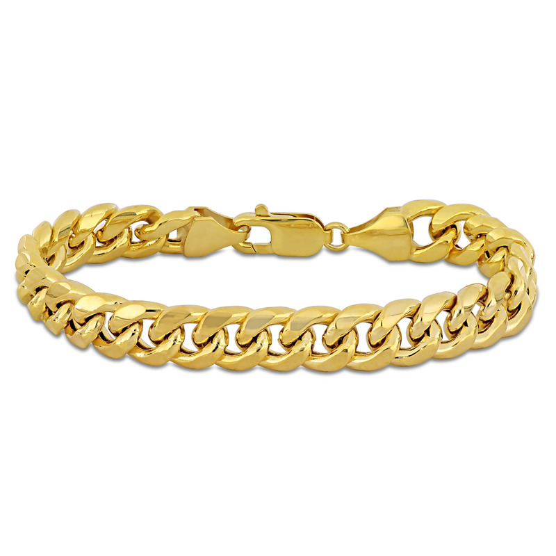 Miami Cuban Link Chain Bracelet in 10K Yellow Gold (9.25mm/ 9 Inch)