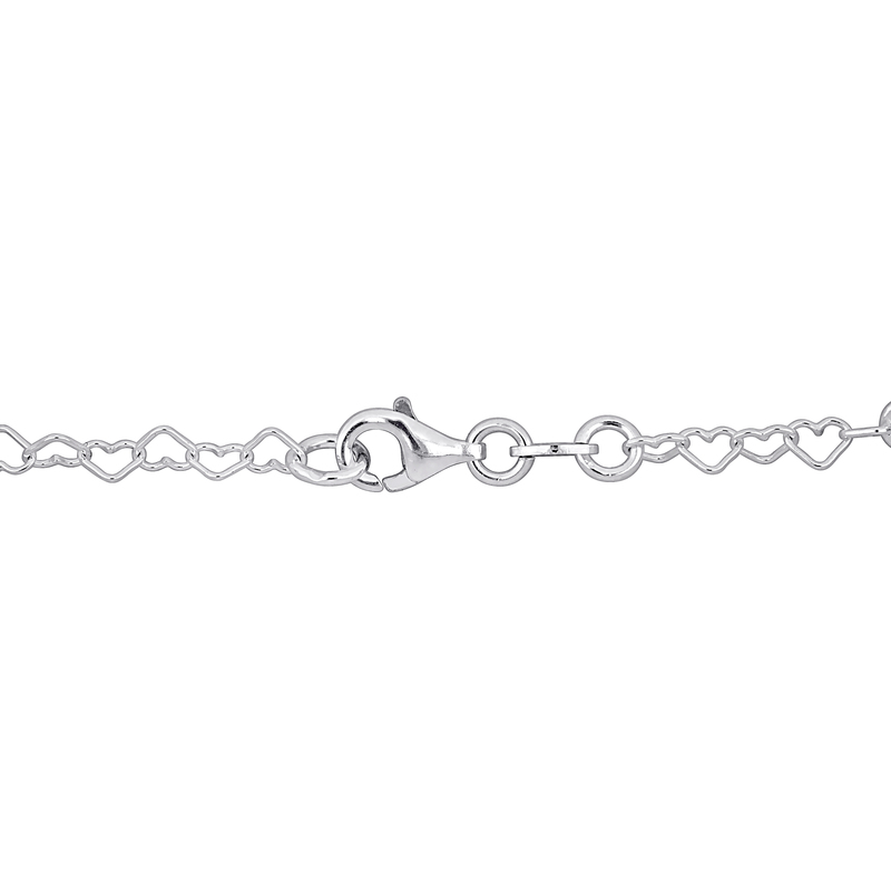 Multi-color Enamel Ladybug Charm Heart Link Chain Bracelet in 14k Yellow Gold - 7 in.