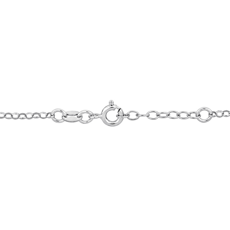 White and Red Enamel Cherry Charm Rolo Chain Bracelet in Sterling Silver - 6.5+1 in.