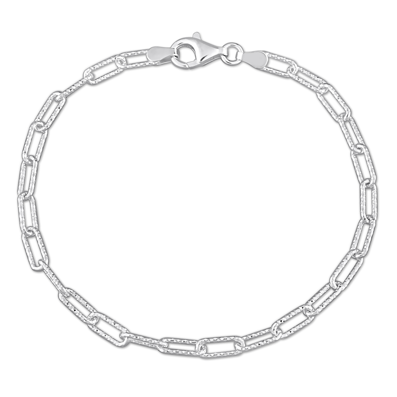 3.5mm Fancy Cut Paperclip Chain Bracelet in Sterling Silver - 9 in.