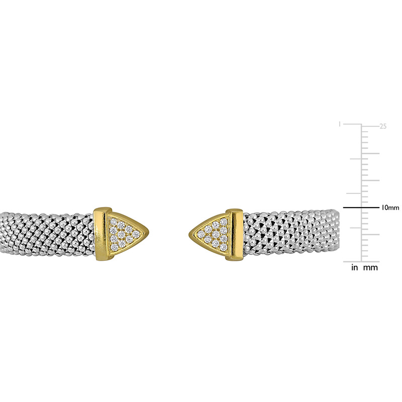 1/4ct TGW Cubic Zirconia Open Stretch Omega Bangle in Sterling Silver