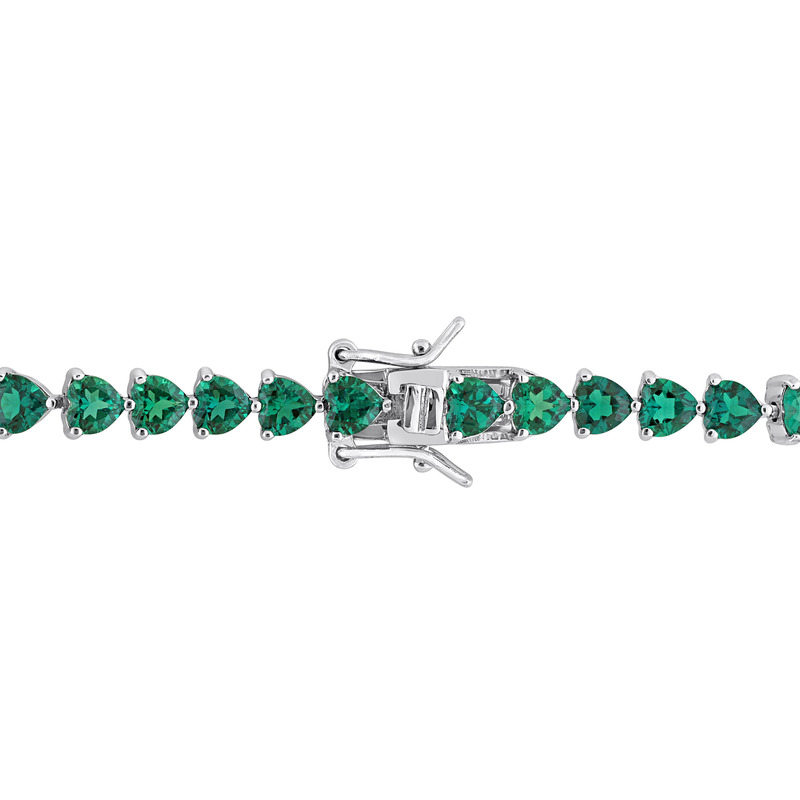 9.43 CT TGW Created Emerald 7.5 Bracelet in Sterling Silver