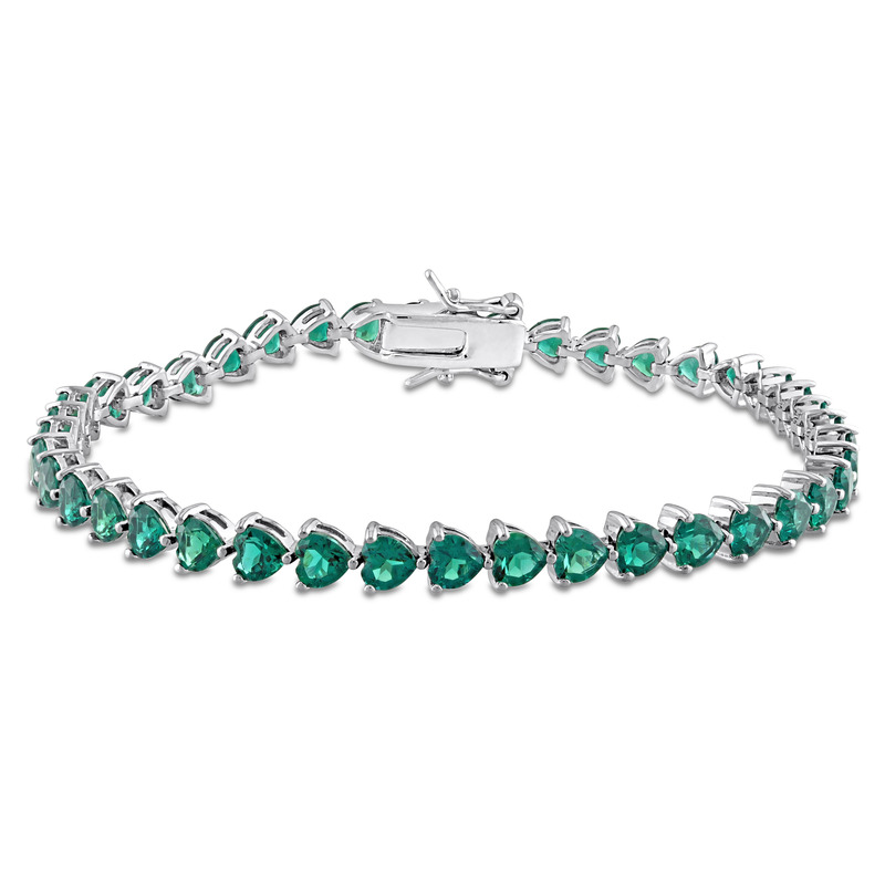 9.43 CT TGW Created Emerald 7.5 Bracelet in Sterling Silver